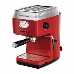 Russell Hobbs Retro, Machine à expresso, 1,1 L, Café moulu, 1350 W, Rouge