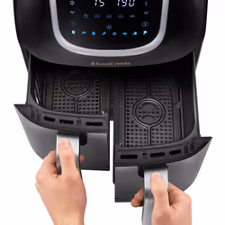 Russell Hobbs SatisFry Air Dual Basket Double 8,5 L Autonome 1800 W Friteuse d’air chaud Noir, Acier inoxydable