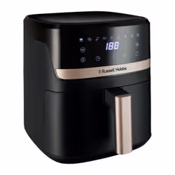 Découvrez la friteuse a air SatisFry de RUSSELL HOBBS, avec une capacité de 5,5L et une puissance de 1500W. Profitez de 9 pro ...