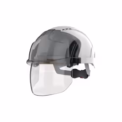 Selon EN397, EN50365, EN166, EN170 Coque de casque ABS avec fermeture à molette - ventilée - avec visière intégrée réglable d ...