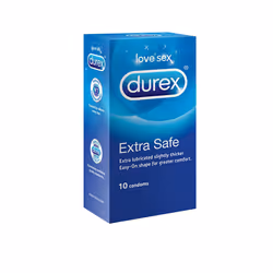 Durex Extra Safe 10, Préservatif masculin, Lisse, Transparent, Latex, 56 mm, 10 pièce(s)