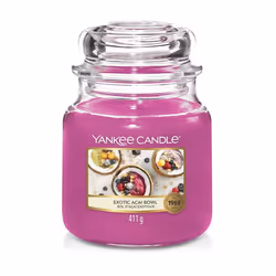 Yankee Candle Exotic Acai Bowl Medium Jar, Cylindre, Rose, Cassis, Cerise, Noix de coco, Jasmin, Musc, Rose, Vanille, 75 h, 1 ...