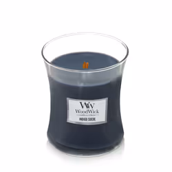 WoodWick Indigo Suede bougie en cire Rond Ambre, Cypress, Patchouli Bleu 1 pièce(s)