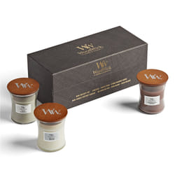 WoodWick Giftset 3 Mini Jar Woody bougie en cire Rond Multicolore 3 pièce(s)