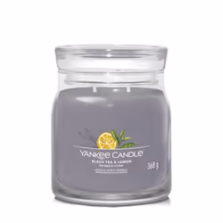 Yankee Candle Black Tea & Lemon, Rond, Gris, Black tea (leaf), Citron, Musc, Vanille, 50 h, 1 pièce(s)