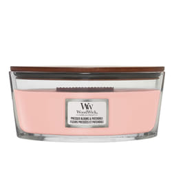 WoodWick Pressed Blooms & Patchouli bougie en cire Ellipse Carnation, Cèdre, Genévrier, Mousse, Fleur d'oranger, Patchouli, Tubéreuse, Vétiver Rose 1 pièce(s)