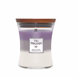 WoodWick Amethyst Sky Trilogy, Cylindre, Ambre, Jasmin, Lavande, Cuir, Bois de santal, Suédine, Vanille, Ylang-ylang, 1 pièce ...
