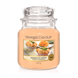 Yankee Candle Mango Ice Cream Medium Jar (Mittel), Cylindre, Or rose, Banane, Baies, Mango, Orange, Ananas, Vanille, 75 h, 1  ...