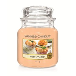 Yankee Candle Mango Ice Cream Medium Jar (Mittel) bougie en cire Cylindre Banane, Baies, Mango, Orange, Ananas, Vanille Or rose 1 pièce(s)