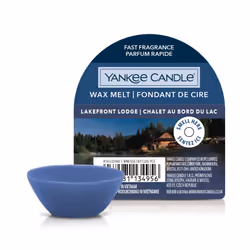 Yankee Candle 10.00664.0056, Rond, Bleu, Lakefront Lodge, Aldehyde, Mandarine, Cèdre, Pin, Cèdre, Labdanum, Fève Tonka
