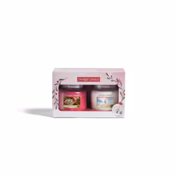 Yankee Candle Snow Globe Wonderland Medium Jar Gift Set bougie en cire Cylindre Rose, Blanc 2 pièce(s)