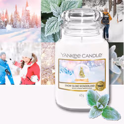 Yankee Candle Snow Globe Wonderland bougie en cire Rond Cèdre, Eucalyptus, Menthe Blanc 1 pièce(s)