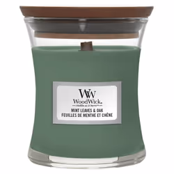 WoodWick Mint Leaves &amp; Oak, Cylindre, Vert, Menthe, Bois de chêne, 60 h, 1 pièce(s)