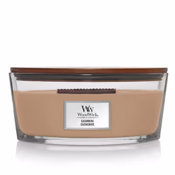 WoodWick Cashmere, Ellipse, Marron, Mûre, Cèdre, Fruité, Gingembre, Orris, Poire, Baie rose, Coing, Bois de santal, Fève Tonk ...