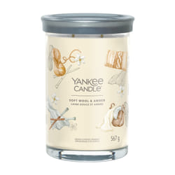 Yankee Candle Soft Wool & Amber bougie en cire Rond Héliotrope, Bois de santal, Ambre, Jasmin, Orange, Mandarine, Muguet, Vanille, Bois de cachemire, Musc Blanc 1 pièce(s)