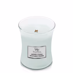 WoodWick Sagewood & Seagrass Medium Jar bougie en cire Rond Turquoise 1 pièce(s)