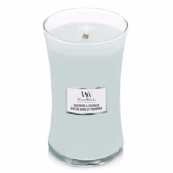 WoodWick Sagewood & Seagrass Large Jar bougie en cire Rond Turquoise 1 pièce(s)