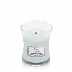 WoodWick Sagewood & Seagrass Mini Jar bougie en cire Rond Couleur aqua 1 pièce(s)