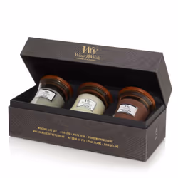 WoodWick Mini Jar Woody Giftset bougie en cire Cylindre Bois Marron, Blanc 3 pièce(s) - Vue supplémentaire 4