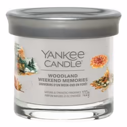 Yankee Candle Woodland weekend memories, Rond, Blanc, Ambre, Bergamote, Noix de coco, Jasmin, Mousse, Orange, Poire, Bois de  ...