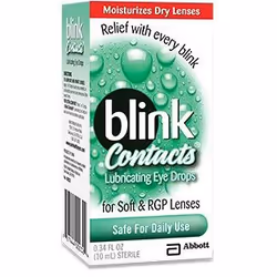 Johnson & Johnson AMO Blink Contacts, 10 ml, Flacon compte-gouttes, Gouttes, Hydratant, Acide hyaluronique