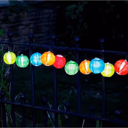 Guirlande solaire 10 lanternes chinoises couleur - SMART SOLAR - Contemporain - Energie solaire - LED - Blanc