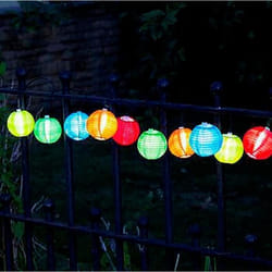 Guirlande solaire 10 lanternes chinoises couleur - SMART SOLAR - Contemporain - Energie solaire - LED - Blanc