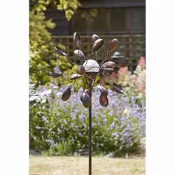 Girouette sur pied avec globe lumineux solaire verre craquelé