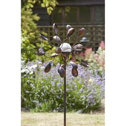 Girouette sur pied avec globe lumineux solaire verre craquelé