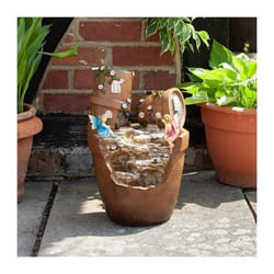 Fontaine solaire Pots Elvedon - SMART SOLAR - Résine - Marron - Autonome - 48cm