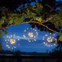 Guirlande - SMART SOLAR - Pluie dEtoiles - 3 lampions solaires - 96 LED multicolores - 3 m longueur