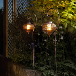 Balise lanterne solaire - SMART SOLAR - Osman - Effet flamme - Lot de 2 - Cuivré