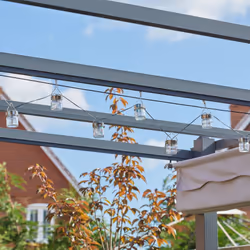 Guirlande solaire - SMART SOLAR - 10 bocaux en verre irisé Opal - LED blanc froid - Autonome - 38 mètres
