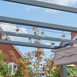 Guirlande solaire - SMART SOLAR - 10 bocaux en verre irisé Opal - LED blanc froid - Autonome - 38 mètres
