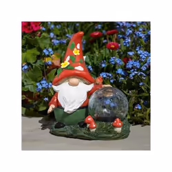 Nain de jardin solaire avec globe verre craquelée multicolore