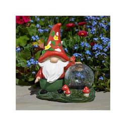 Nain de jardin solaire avec globe verre craquelée multicolore