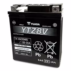 Yuasa YTZ8V, Mat de verre absorbé, 7,4 Ah, 12 V, 120 A, Moto, Sans entretien