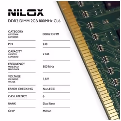 Nilox 2GB PC2-6400 module de mémoire 2 Go 1 x 2 Go DDR2 800 MHz