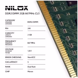 Nilox 2GB PC2-5300 module de mémoire 2 Go 1 x 2 Go DDR2 667 MHz