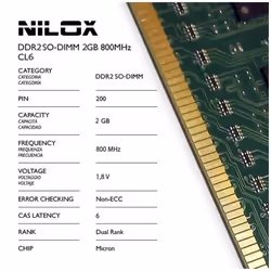 Nilox 2GB PC2-6400 module de mémoire 2 Go 1 x 2 Go DDR2 800 MHz