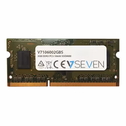 V7 2GB DDR3 PC3-10600 - 1333mhz SO DIMM Notebook Module de mémoire - V7106002GBS, 2 Go, 1 x 2 Go, DDR3, 1333 MHz, 204-pin SO- ...