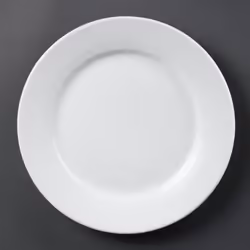 Assiettes porcelaine à bord large blanches Olympia 250(à)mm - Lot de 12