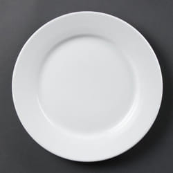 Assiettes porcelaine à bord large blanches Olympia 250(à)mm - Lot de 12