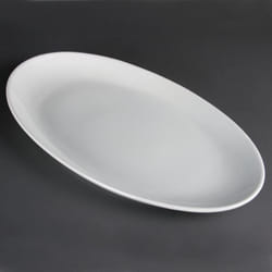 Assiettes creuses ovales en porcelaine blanche Olympia 500 x 290 mm - Lot de 1