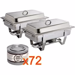 Offre spéciale lot de 2 Chafing Dish Milan GN 1/1 avec 72 capsules de gel - Olympia