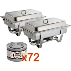 Offre spéciale lot de 2 Chafing Dish Milan GN 1/1 avec 72 capsules de gel - Olympia