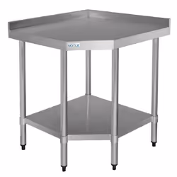 Table dAngle en Inox avec Etagère Basse - Vogue - Profondeur 700 - Brillant - 2 Portes