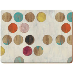 Creative Tops - Set de 4 sets de table Verso de Liège, Design rétro de Polka Dots, Grand format, Bois, Multicolore, 0.5 x 29 x 40 cm, 4
