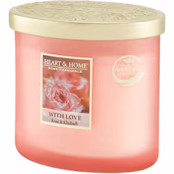 Bougie ellipse 2 mèches Heart and Home Rose, yuzu et Rhubarbe Senteur Amour : Rose, yuzu et Rhubarbe Durée de combustion: jus ...