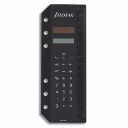 Filofax A5, Poche, Calculatrice basique, 1 lignes, Batterie/Solaire, Noir
